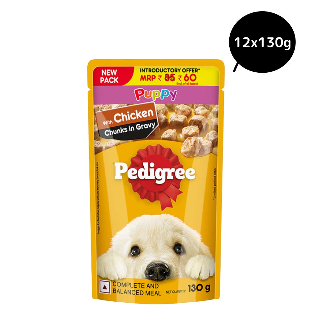 Carniwel Fresh Chicken Kibble Small Breed Dry Food and Pedigree Chicken Chunks in Gravy Pouch Puppy Dog Wet Food Combo