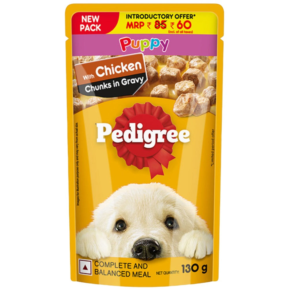 Carniwel Fresh Chicken Kibble Small Breed Dry Food and Pedigree Chicken Chunks in Gravy Pouch Puppy Dog Wet Food Combo