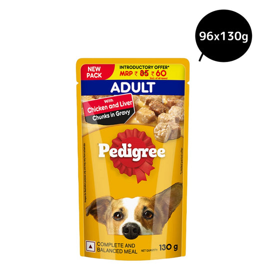 Pedigree Chicken and Liver Chunks in Gravy Adult Dog Wet Food (130g)