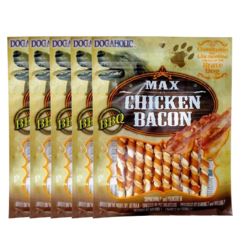 Dogaholic Max Barbeque Chicken Bacon Sticks Dog Treats