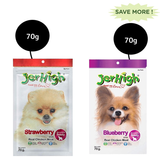 JerHigh Chicken Blueberry And Chicken Strawberry Dog Treats Combo