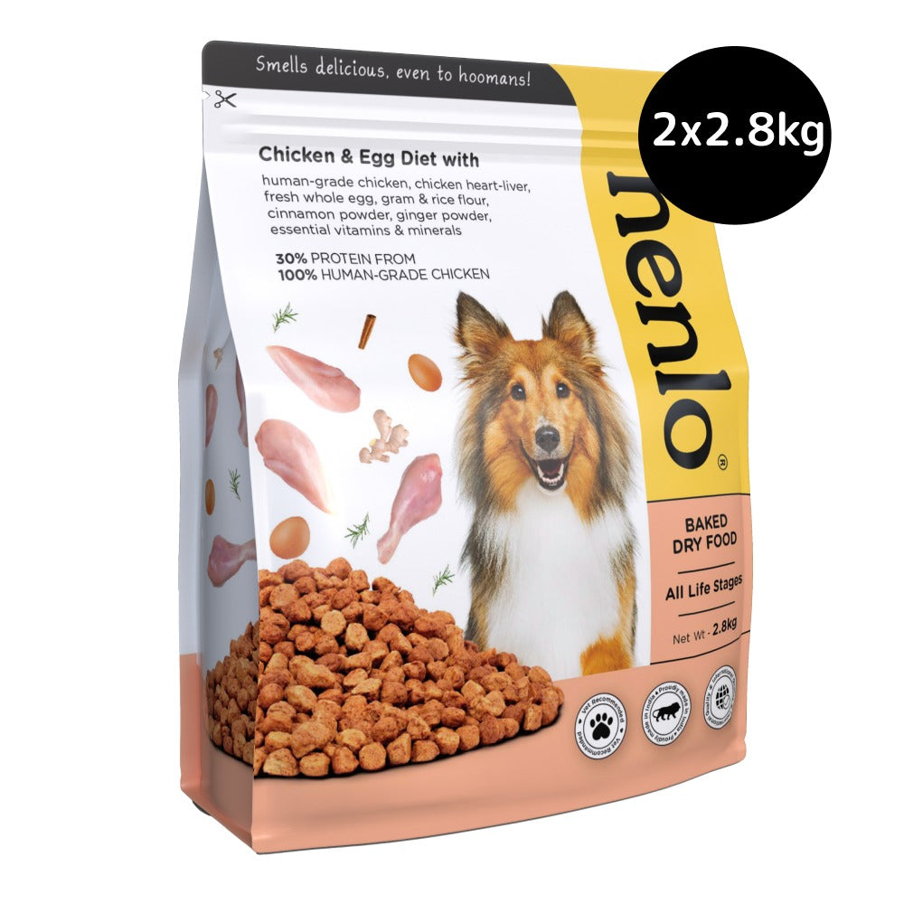 Henlo Chicken and Egg Baked Dry Food for Adult Dogs & Puppies | 100% Human Grade Ingredients