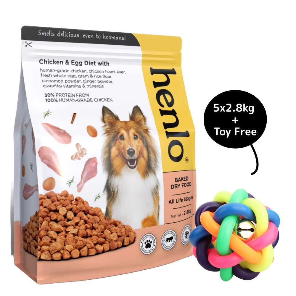 Henlo Chicken and Egg Baked Dry Food for Adult Dogs & Puppies | 100% Human Grade Ingredients