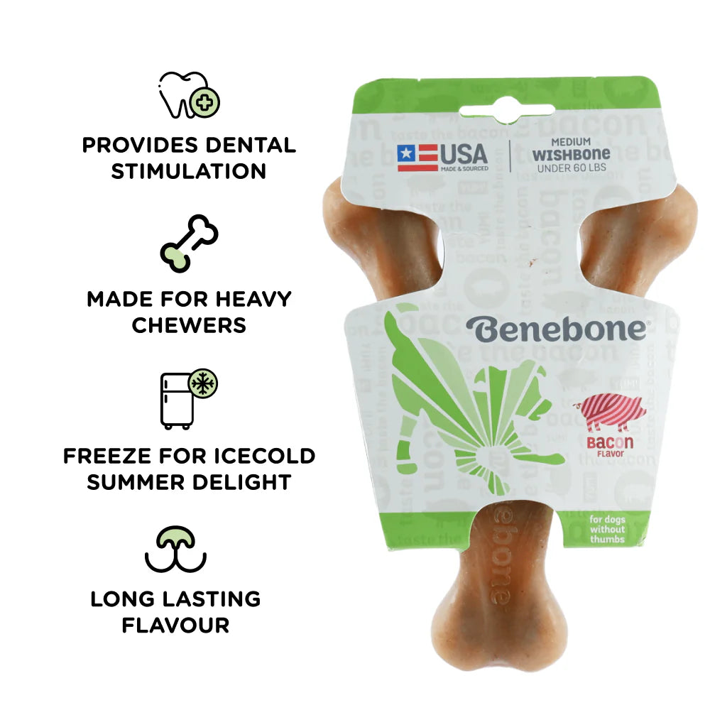 Benebone Bacon Flavored Wishbone Chew Toy for Dogs | For Aggressive Chewers