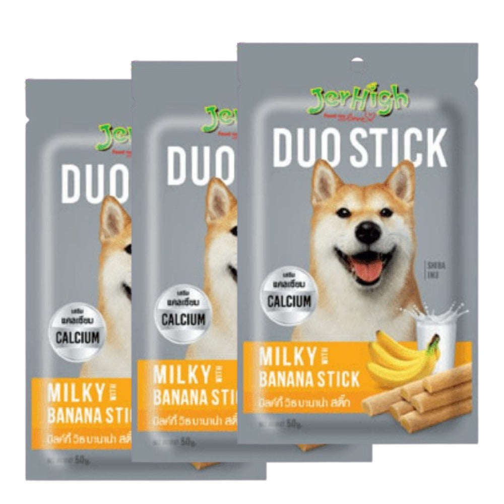 JerHigh Milky With Banana Duo Stick Dog Treats