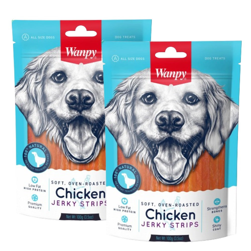 Wanpy Oven Roasted Soft Chicken Jerky Strips Dog Treats