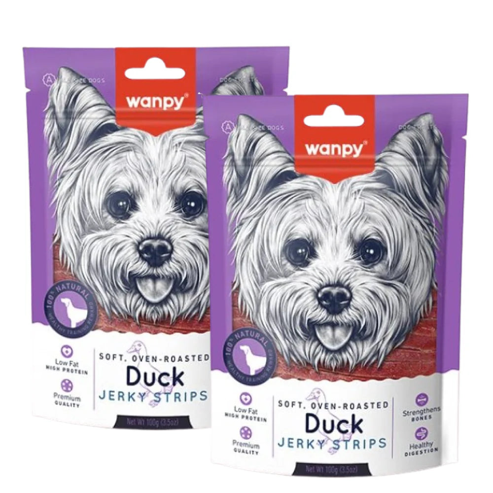 Wanpy Oven Roasted Soft Duck Jerky Strips Dog Treats