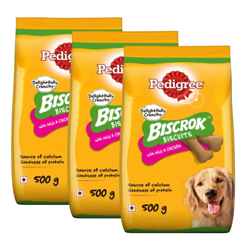 Pedigree Milk and Chicken Flavour Biscrok Biscuits Dog Treats (500g)