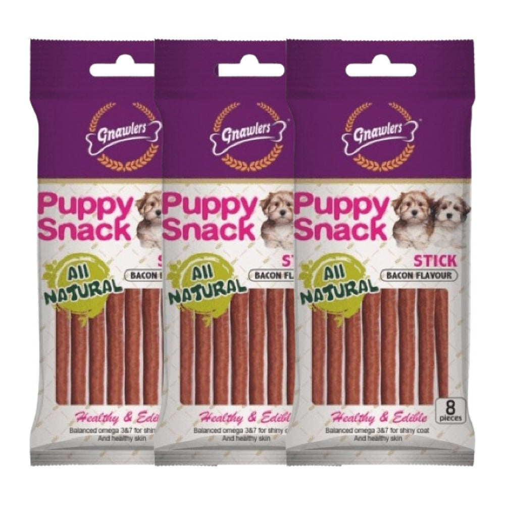 Gnawlers Puppy Snack Stick Bacon Flavoured Dog Treats