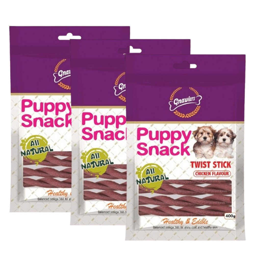 Gnawlers Puppy Snack Twist Stick Chicken Flavoured Dog Treats