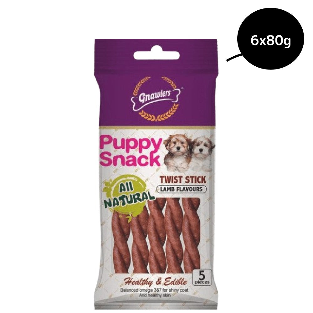 Gnawlers Puppy Snack Twist Stick Lamb Flavoured Dog Treats