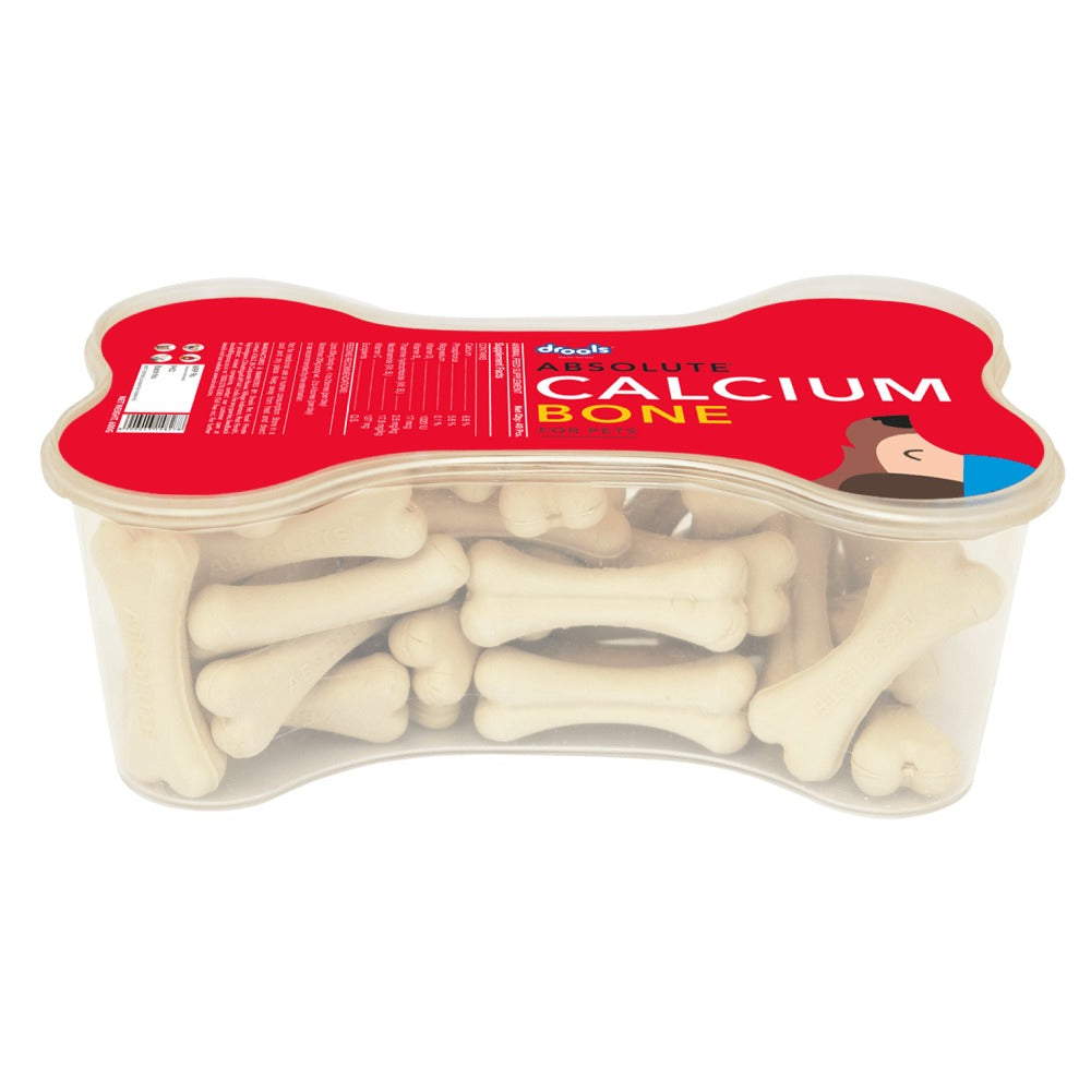 Drools Absolute Calcium Bone Treats with Pet Vogue Rubber Bone Chew Toy Combo for Dogs