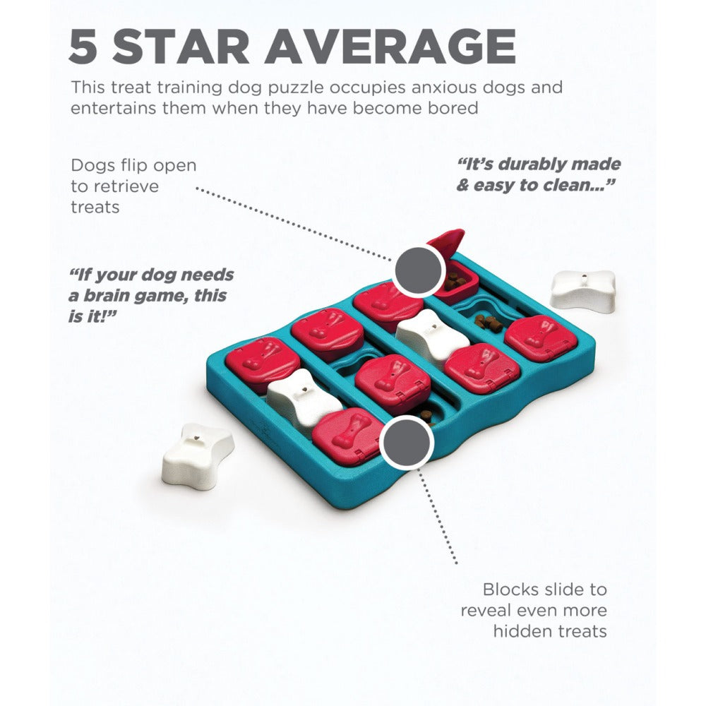 Drools Real Chicken Sausage Treats & Outward Hound Nina Ottosson Brick Game (Blue Level 2) Combo for Dogs