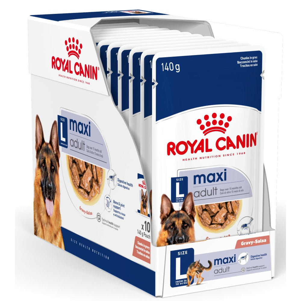 Royal Canin German Shepherd Dry Food and Maxi Adult Dog Wet Food Combo