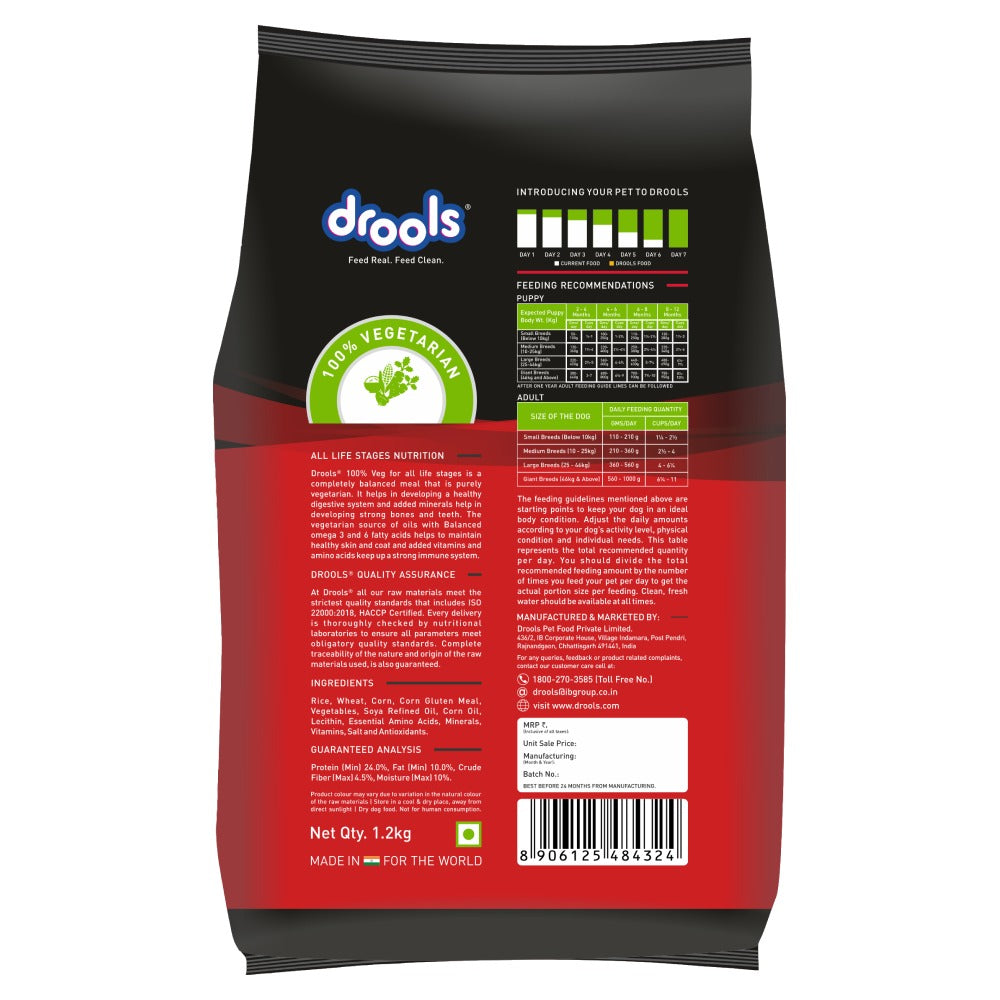 Drools 100% Vegetarian Puppy and Adult Dog Veg Dry Food (All Life Stages)