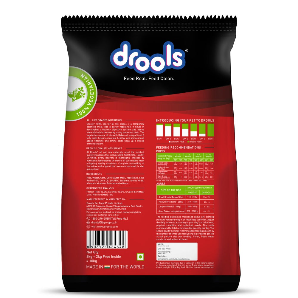 Drools 100% Vegetarian Puppy and Adult Dog Veg Dry Food (All Life Stages)