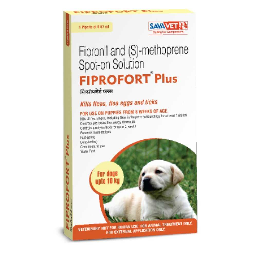 Savavet Fiprofort Plus (Fipronil) Tick & Flea Control Spot On for Dogs Upto 10kg and 10-20kg Combo