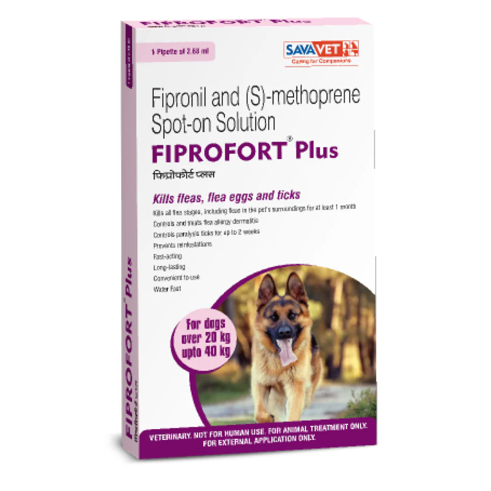 Savavet Kiwof Plus Dog Deworming Tablet (10 tablets) and Fiprofort Plus Tick & Flea Control Spot On for Dogs (20-40kg) Combo