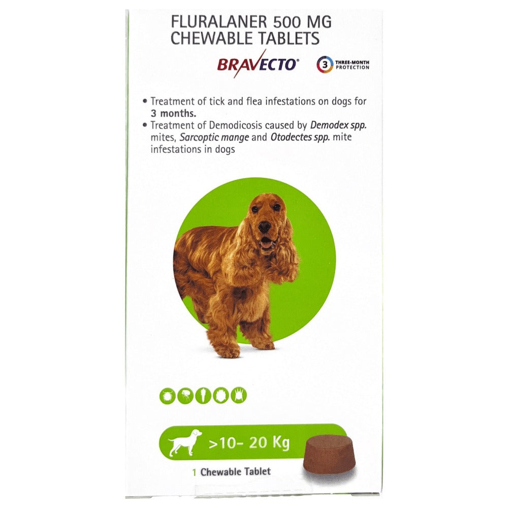 MSD Animal Health Bravecto (Fluralaner) Dog Tick and Flea Control Tablet (pack of 1 tablet)