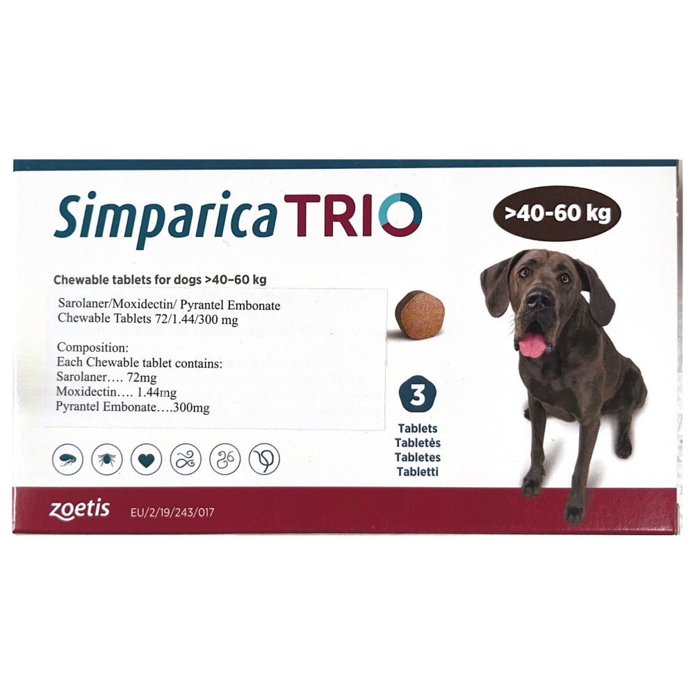 Zoetis Simparica Trio Tick and Flea Control Tablet for Dogs(1 tablet)