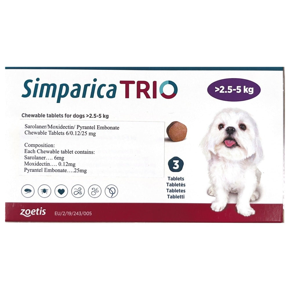 Zoetis Simparica Trio Tick and Flea Control Tablet for Dogs(1 tablet)