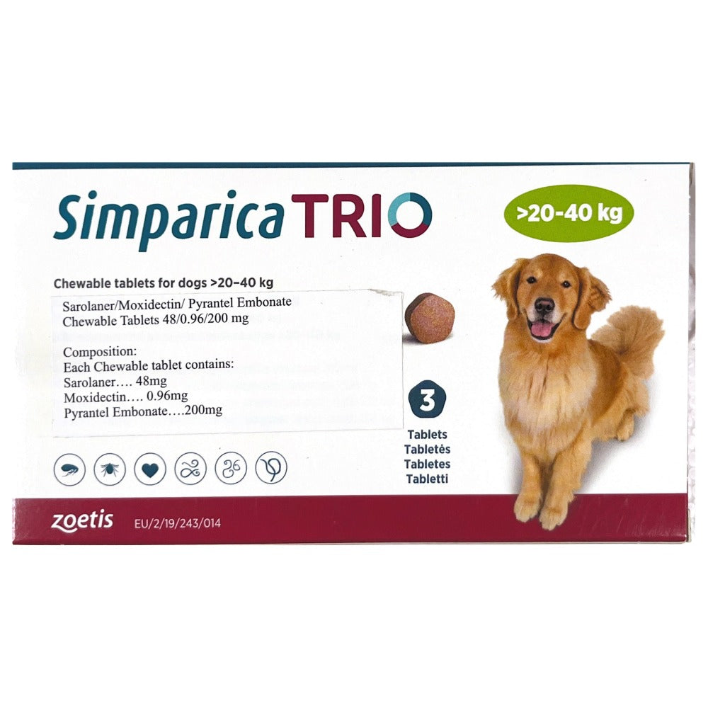 Zoetis Simparica Trio Tick and Flea Control Tablet for Dogs(1 tablet)