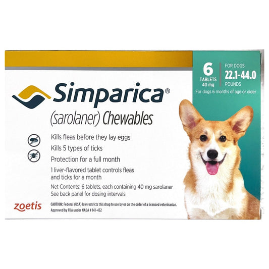 Zoetis Simparica Tick and Flea Control Tablet for Dogs(pack of 6 tablets)