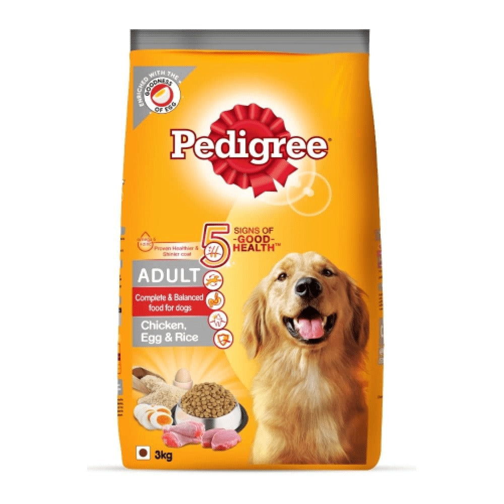 Pedigree Chicken, Egg and Rice Dry and Chicken and Liver Chunks in Gravy Wet Adult Dog Food Combo