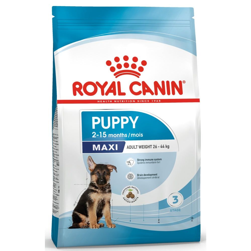 Royal Canin Maxi Puppy Dry Food and Furlicks Gut Health Supplement Combo for Dogs