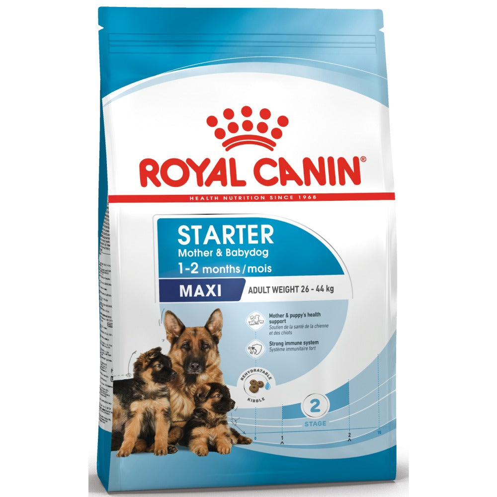 Royal Canin Maxi Starter Dry Food and Maxi Puppy Dog Wet Food Combo