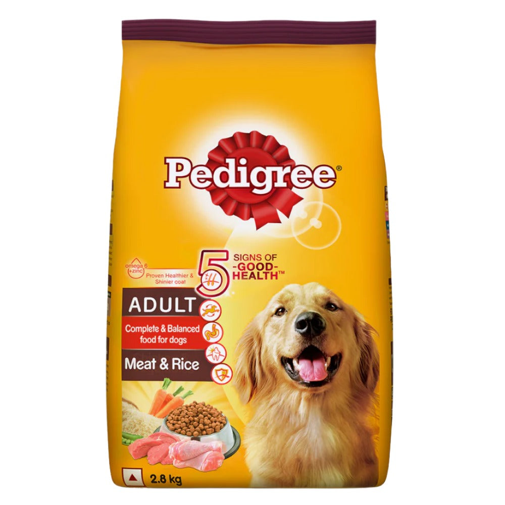 Pedigree Meat & Rice Dry and Chicken and Liver Chunks in Gravy Wet Adult Dog Food Combo