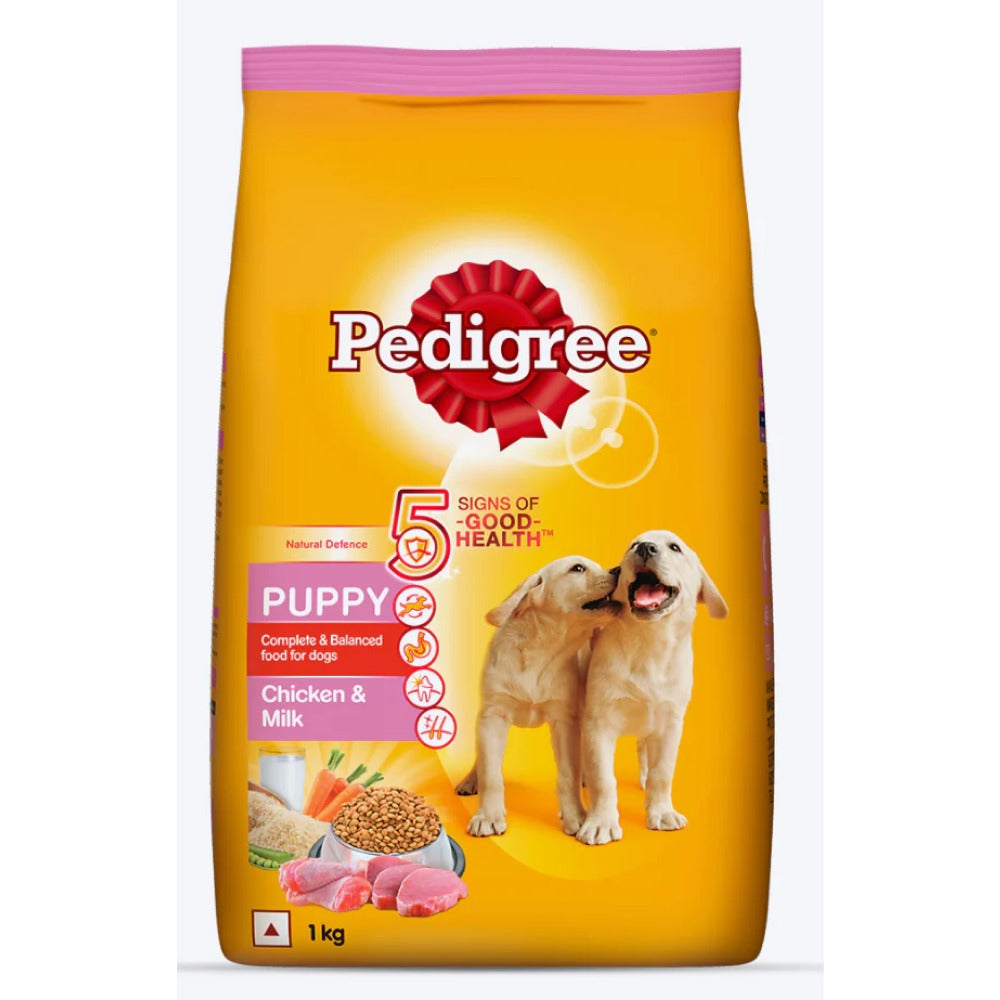 Pedigree Chicken and Milk Dry and Chicken Chunks in Gravy Wet Puppy Food Combo