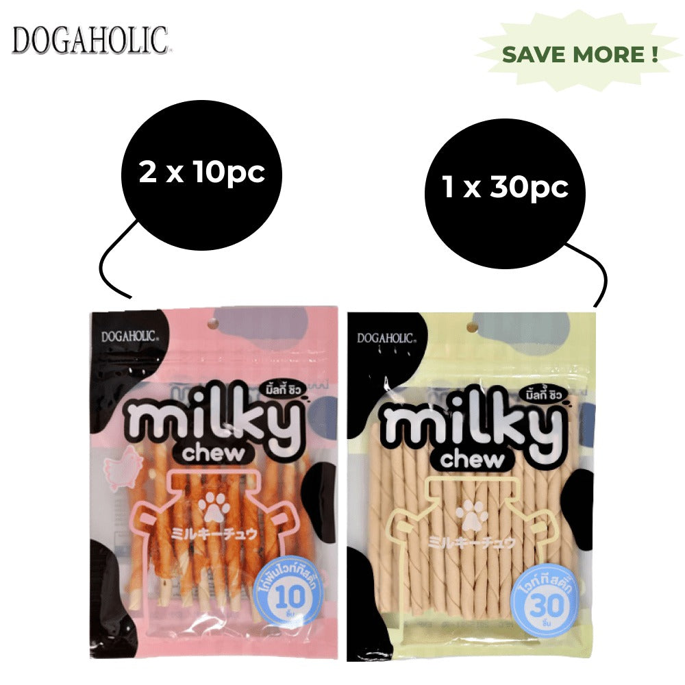 Dogaholic Milky Chew Chicken Stick Style and Milky Chew Stick Style Dog Treats Combo