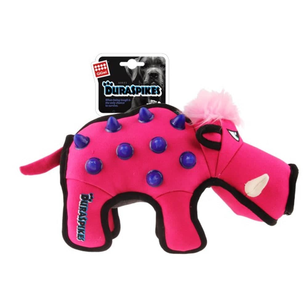 GiGwi Duraspikes Extra Durable Wild Boar Toy for Dogs (Rose)