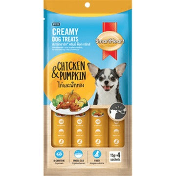 SmartHeart Chicken & Carrot, Chicken & Pumpkin and Chicken & Strawberry Dog Creamy Treat Combo