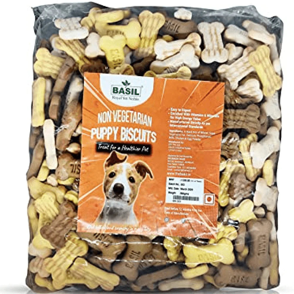 Basil Non Veg Bone Shaped Puppy Biscuits