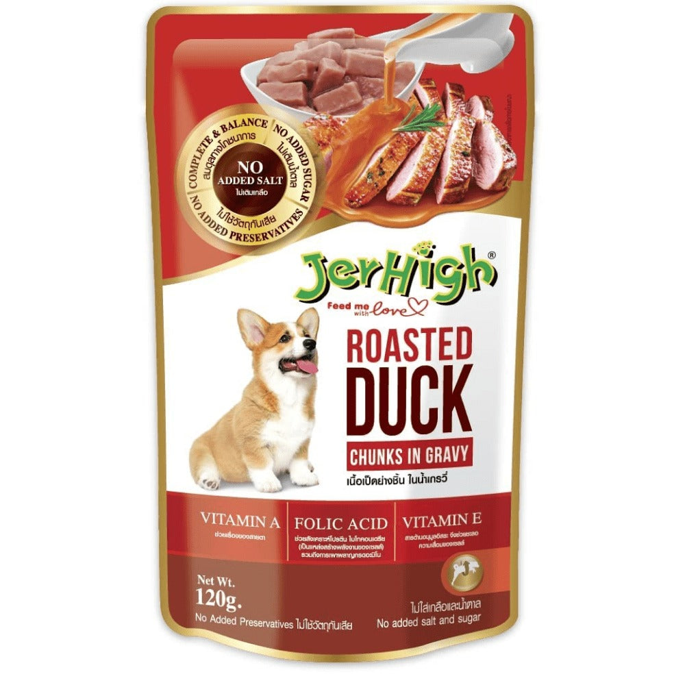 JerHigh Roasted Duck in Gravy and Chicken And Liver in Gravy Dog Wet Food Combo