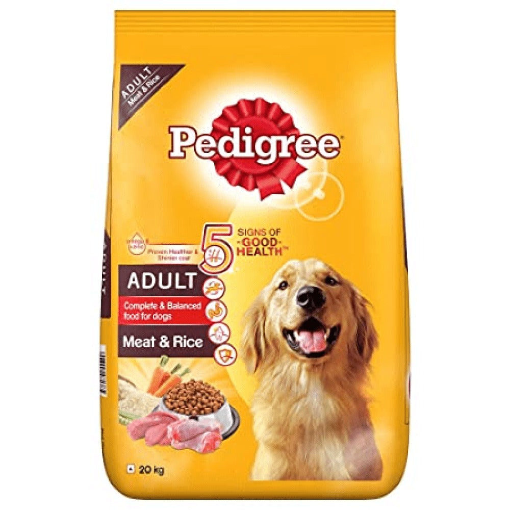 Pedigree Meat & Rice Dry and Chicken and Liver Chunks in Gravy Wet Adult Dog Food Combo