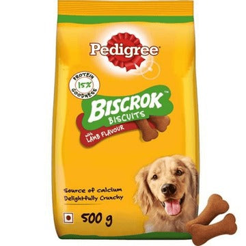 Pedigree Lamb Flavour Biscrok Biscuits Dog Treats (500g)