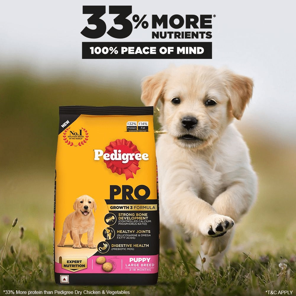 Pedigree PRO Expert Nutrition for Large Breed Puppy Dry and Chicken Chunks in Gravy Puppy Wet Food Combo