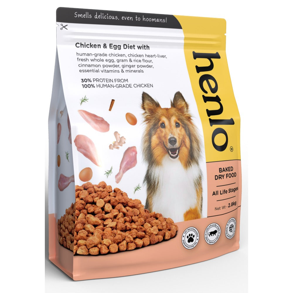 Henlo Chicken and Egg Baked Dry Food for Adult Dogs & Puppies and Chicken Pops Treats for Dogs Combo