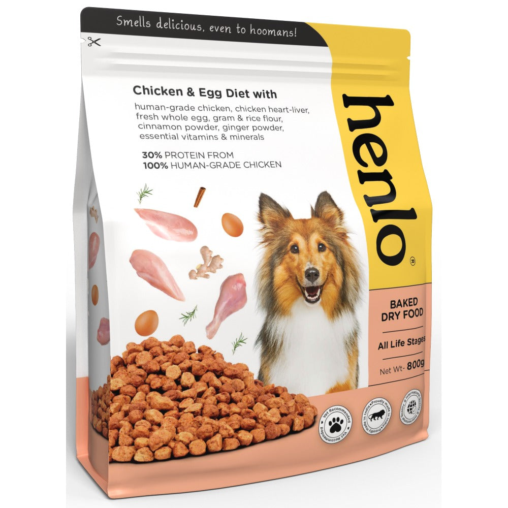 Henlo Chicken and Egg Baked Dry Food for Adult Dogs & Puppies | 100% Human Grade Ingredients