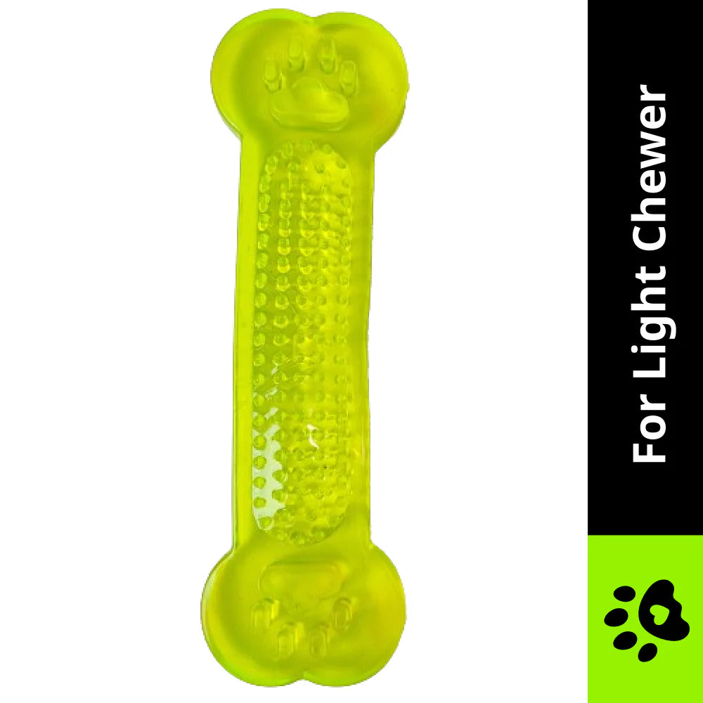 Chullbull Flat Silicone Gel Teething Bone Chew Toy for Puppies & Dogs (Green)