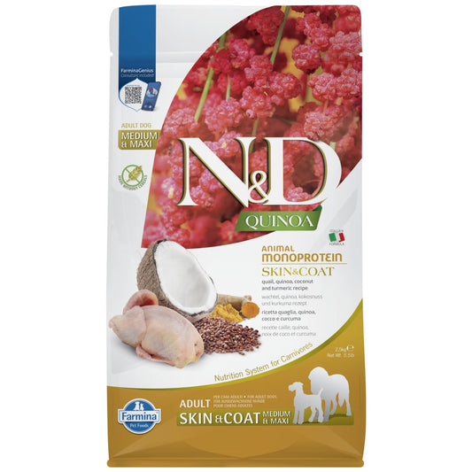 Farmina N&D Quinoa Quail Coconut & Turmeric Skin & Coat Medium and Maxi Dog Dry Food