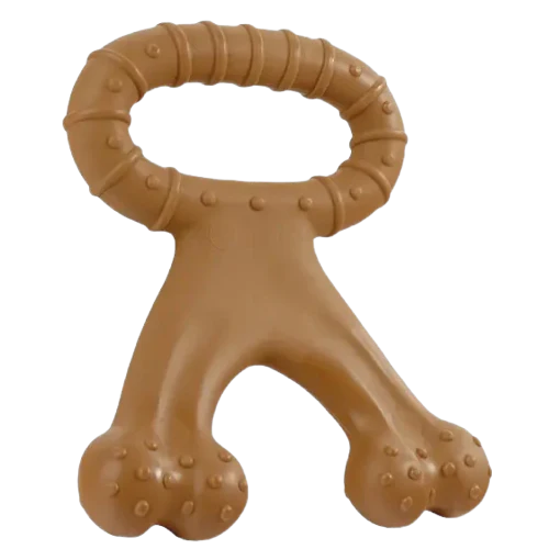 Talking Dog Club Tug-N-Pull Nylon Bone Heavy Chew Toy for Dogs (Brown)