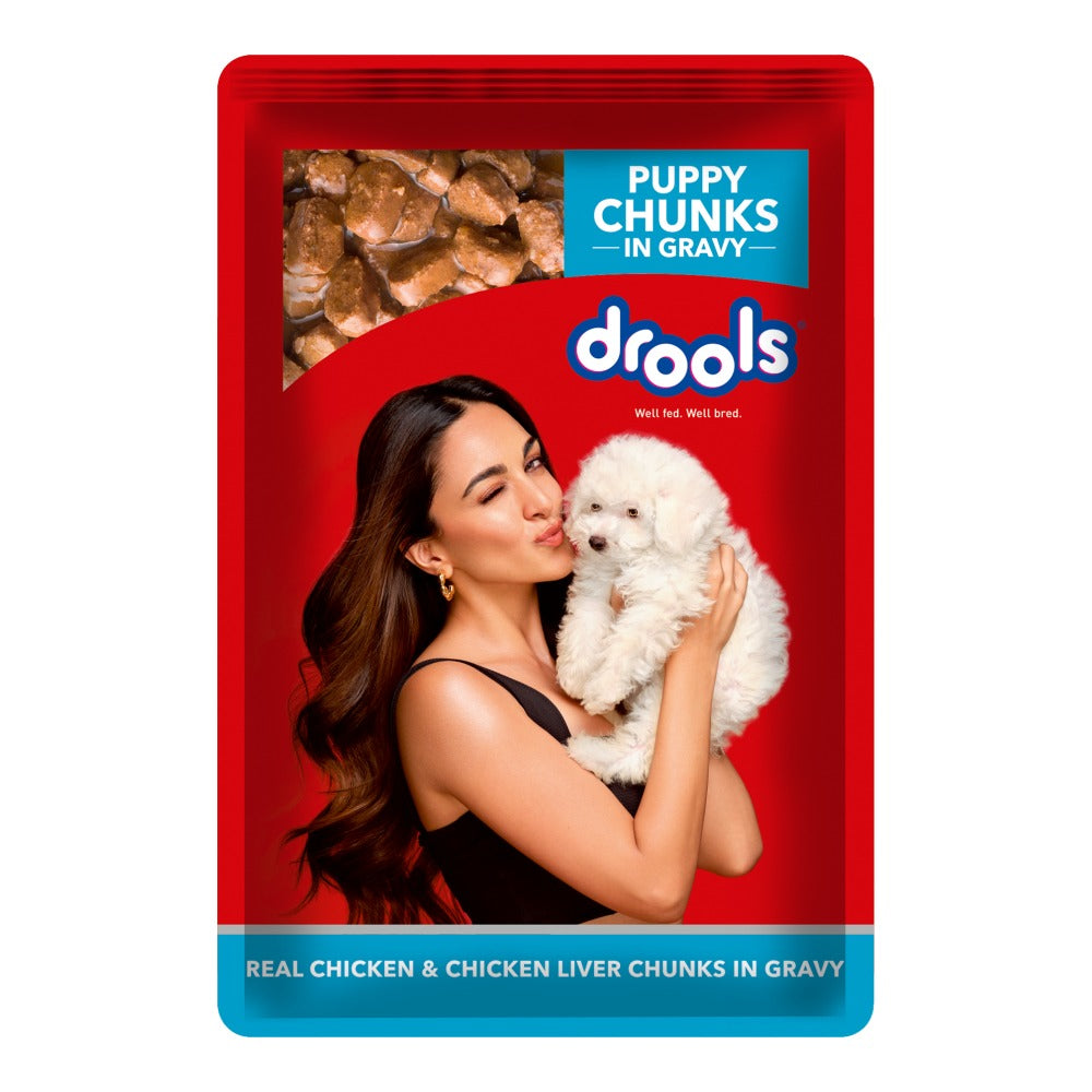 Drools Real Chicken & Chicken Liver Chunks in Gravy Puppy Dog Wet Food (60g)