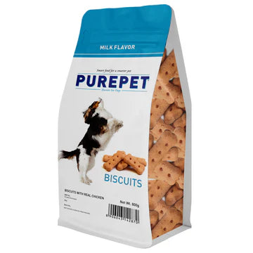 Purepet Milk Flavour Real Chicken Biscuit Dog Treats Pouch