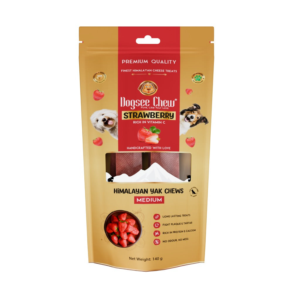 Dogsee Chew Strawberry Flavour Medium Bars Dog Treats