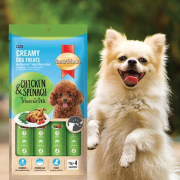 SmartHeart Chicken & Strawberry and Chicken & Spinach Creamy Treat for Dogs Combo