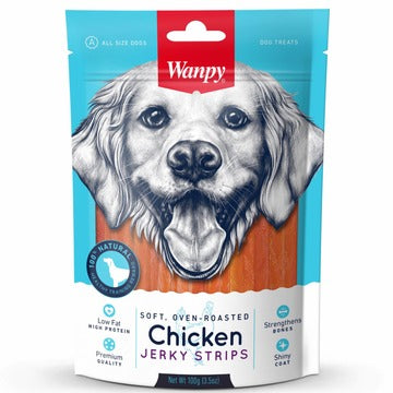 Wanpy Oven Roasted Soft Chicken Jerky Strips Dog Treats